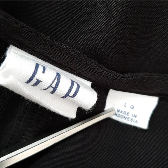 GAP Button-Shoulder Boatneck Top Light Flowy High Low Hem Blouse Black Sz L - Picture 13 of 14